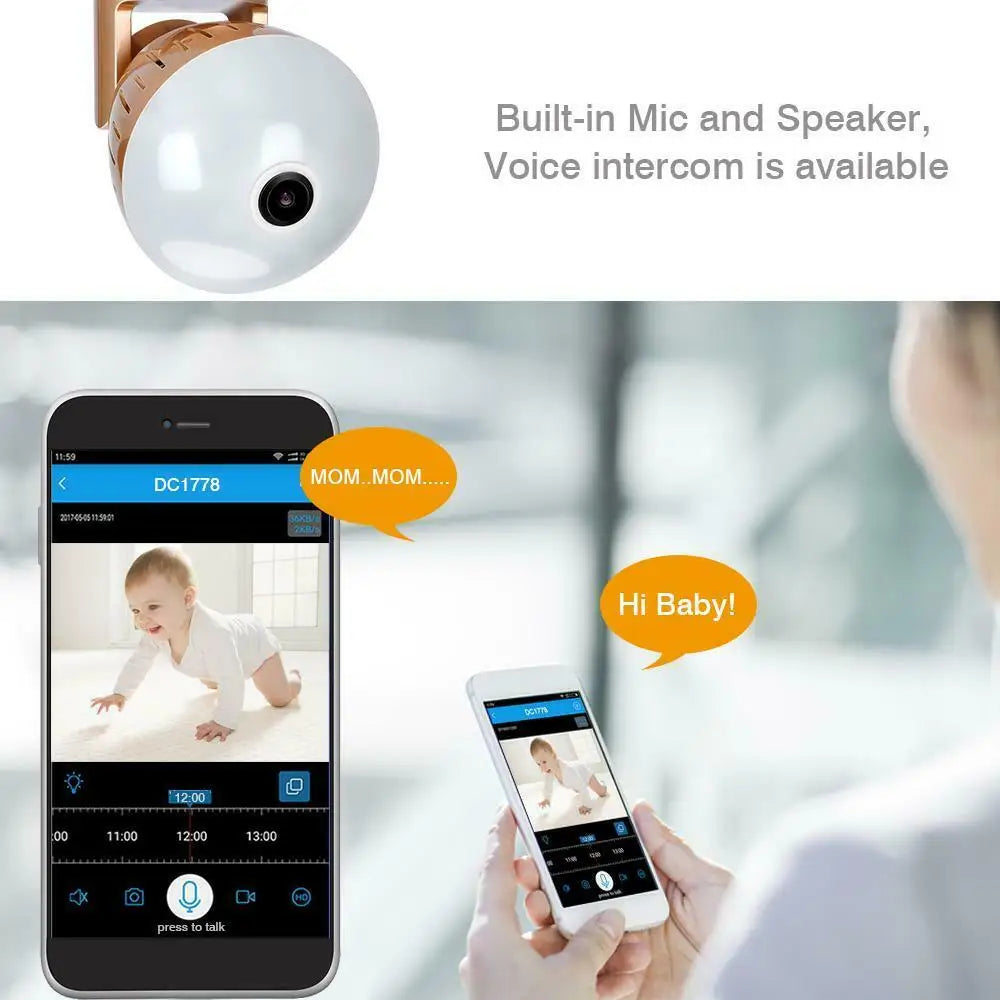 200W Camera Bulb Lamp light Wireless 2MP HD 360 Degrees Panoramic Light Home Cctv Security Video Surveillance Wifi Camera