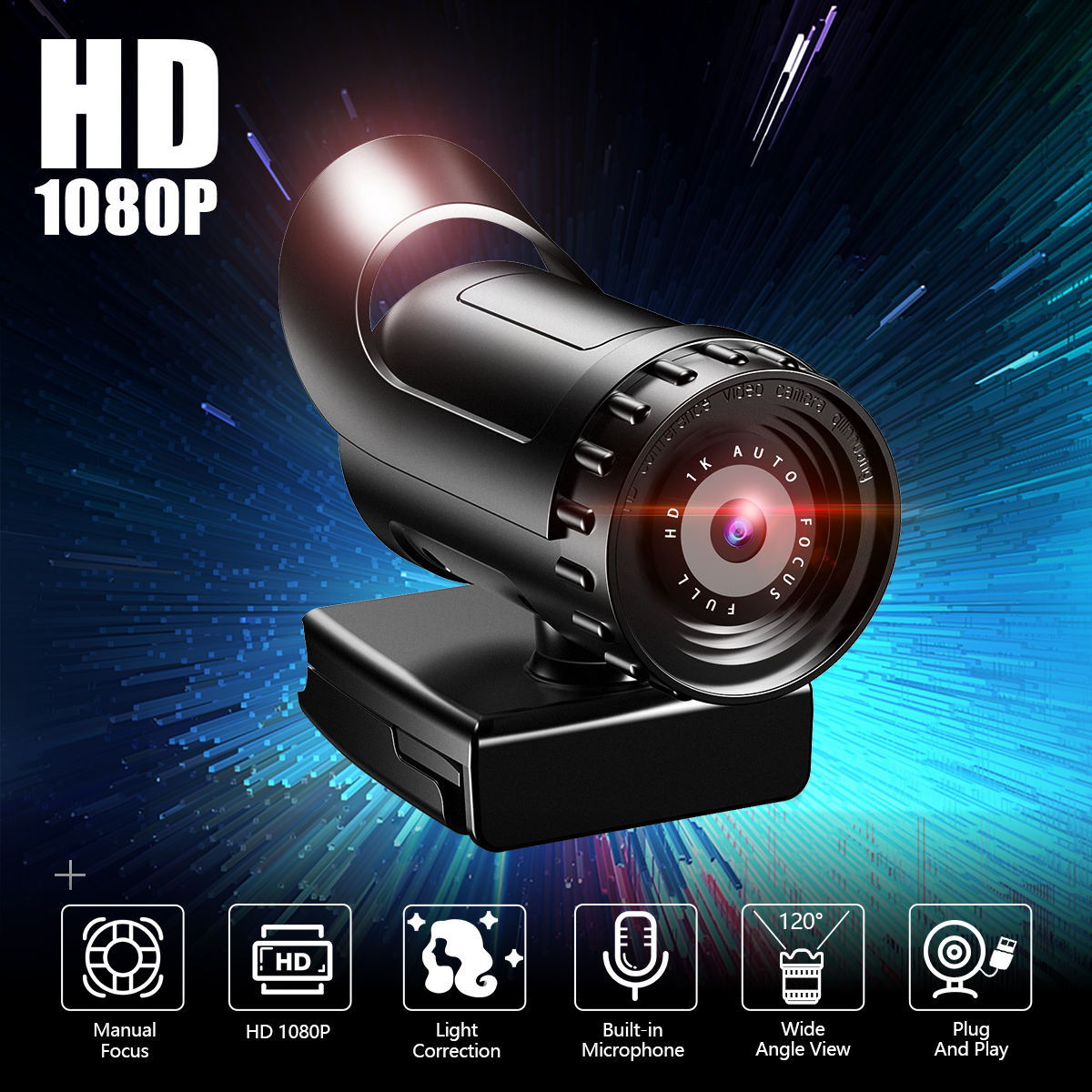 4k Beauty Auto Focus 1080p Computer Camera HD Network USB Live Webcam 2K Drive Free